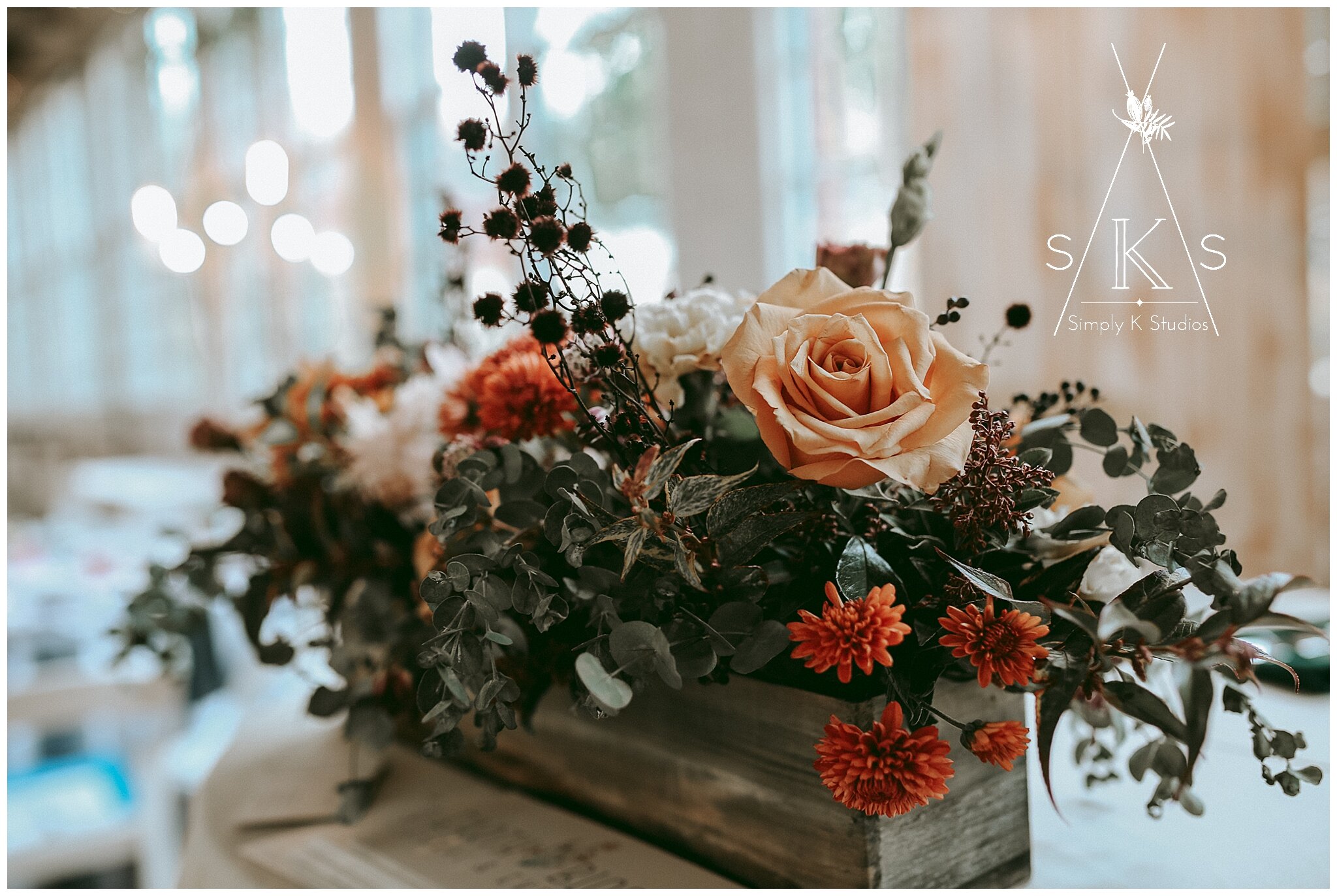 flowers in a wooden box 