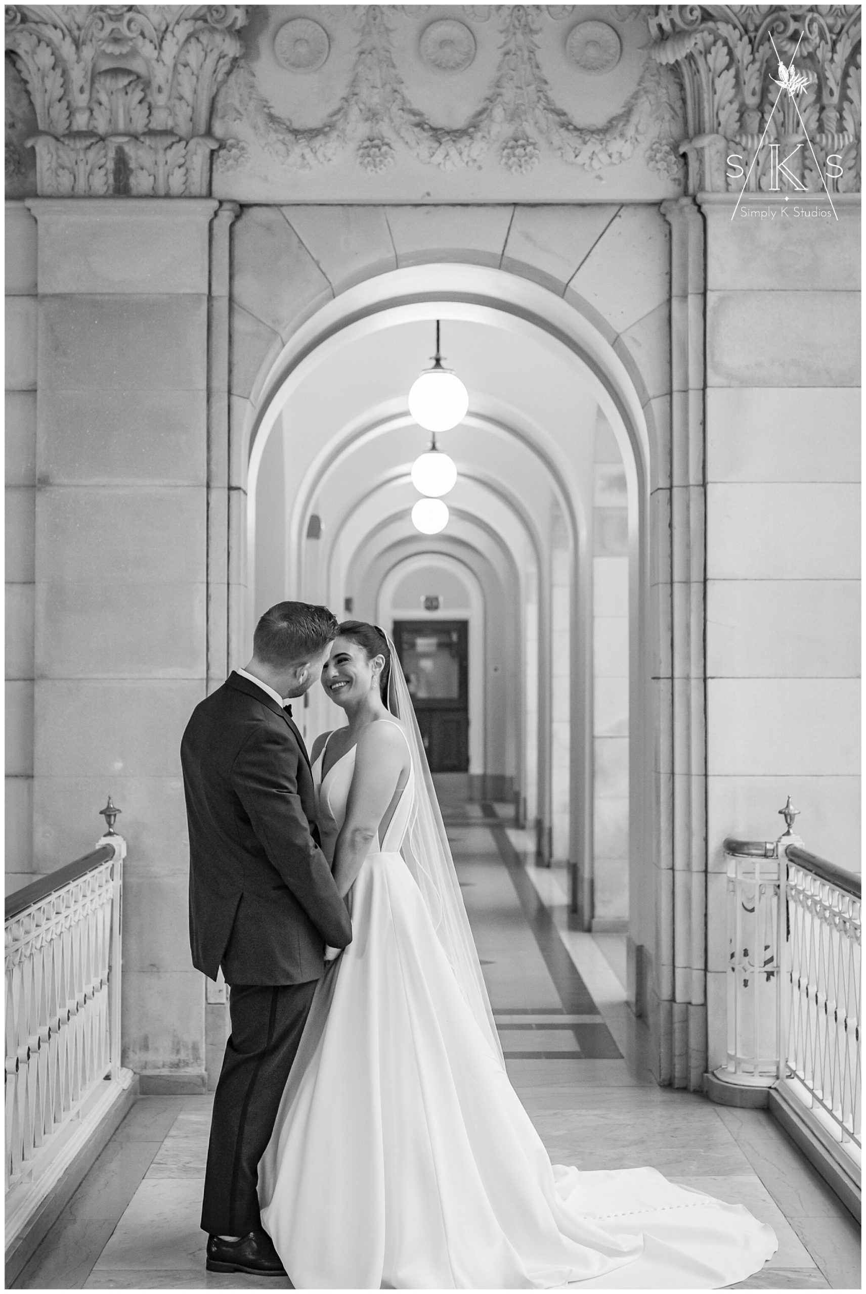 51 black and white wedding photos at City Hall in Hartford.jpg