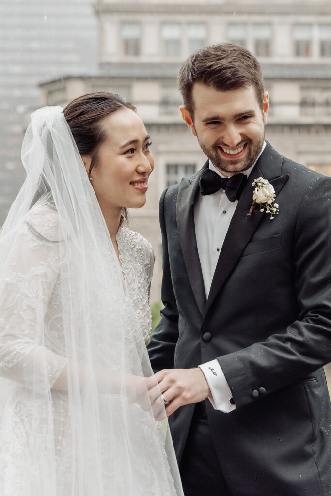 bride and groom intimate rooftop wedding at 620 loft and garden