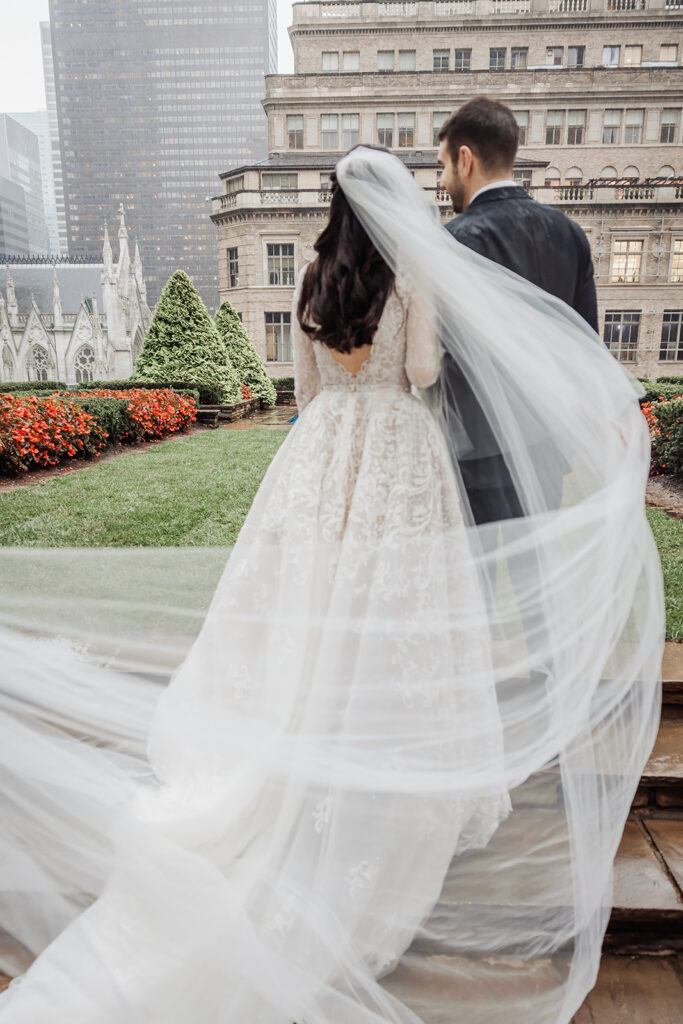 bride and groom intimate rooftop wedding at 620 loft and garden