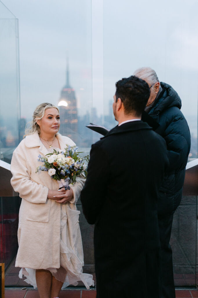 nyc elopement ceremony at the top of the rock