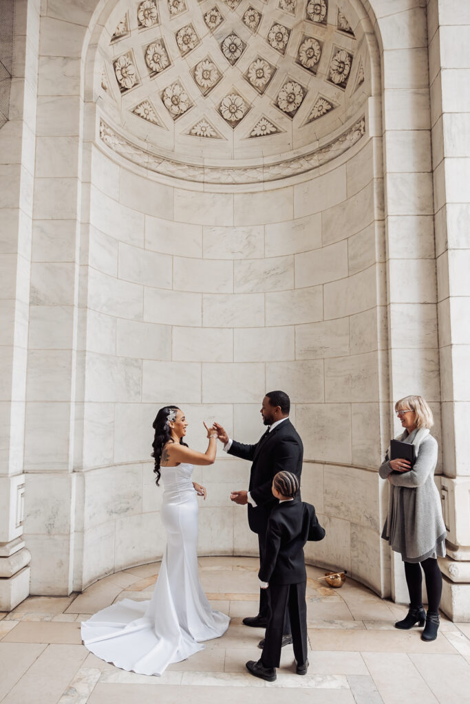 intimate elopement ceremony at the new york public library