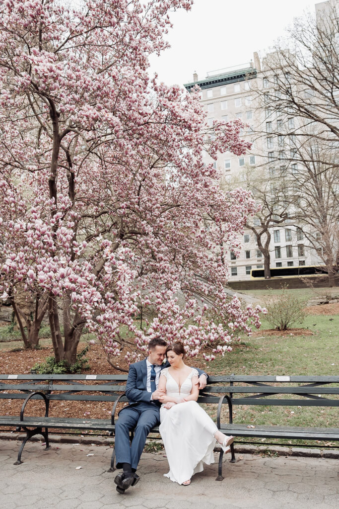 cherry blossom elopement in new york city