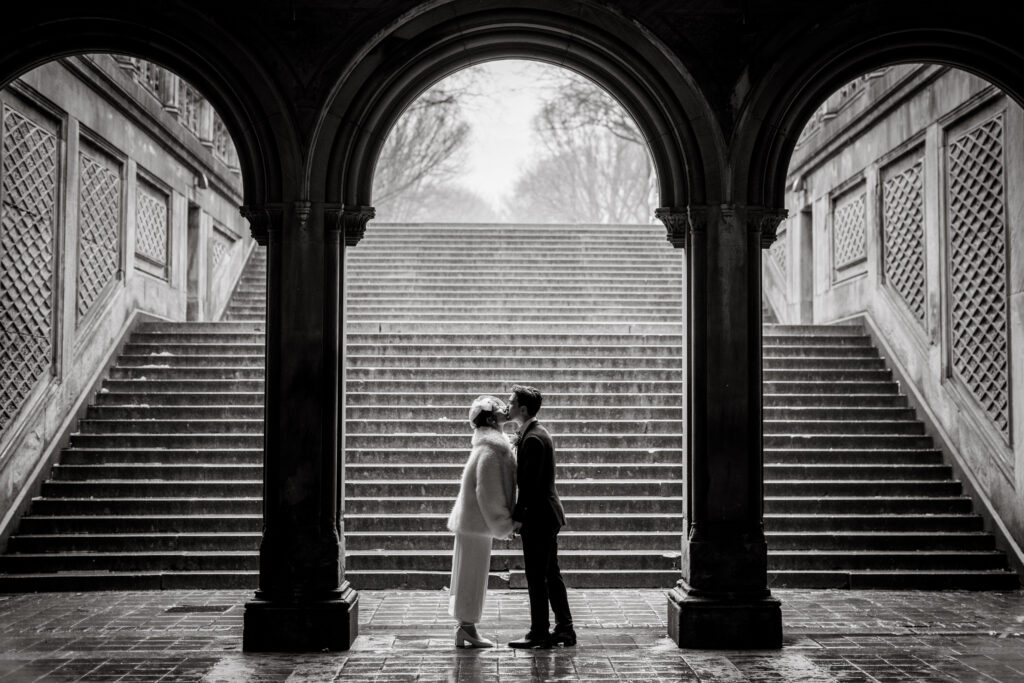 romantic nyc elopement moments at bethesda terrace